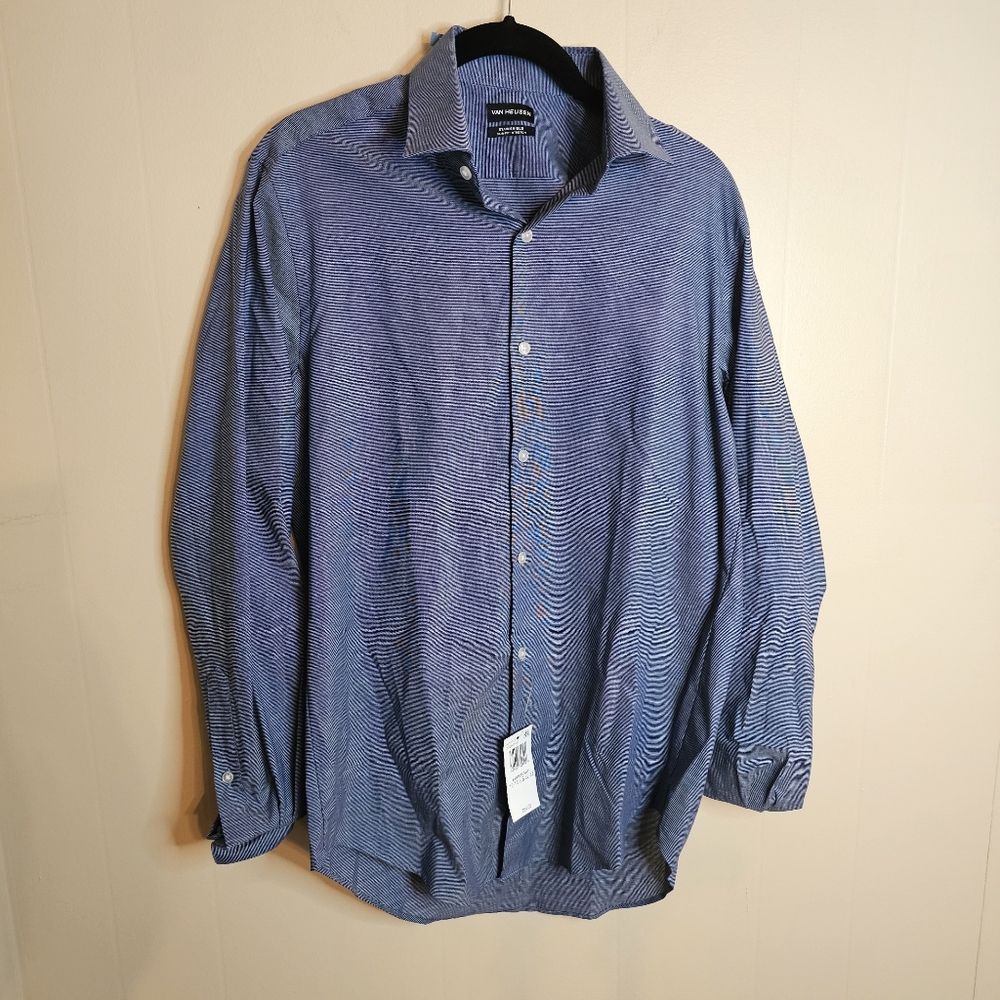 Van Heusen Slim Fit Stretch Small 14 - 14.5 Painter's Blue Dress Shirt